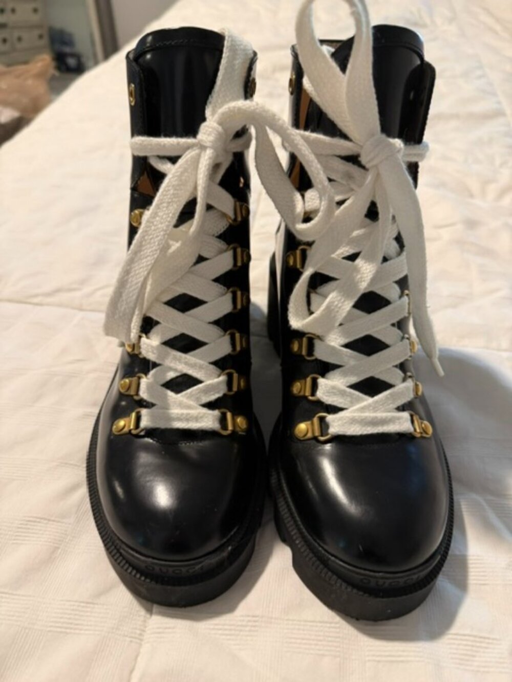 Gucci Black Combat Boots Womens